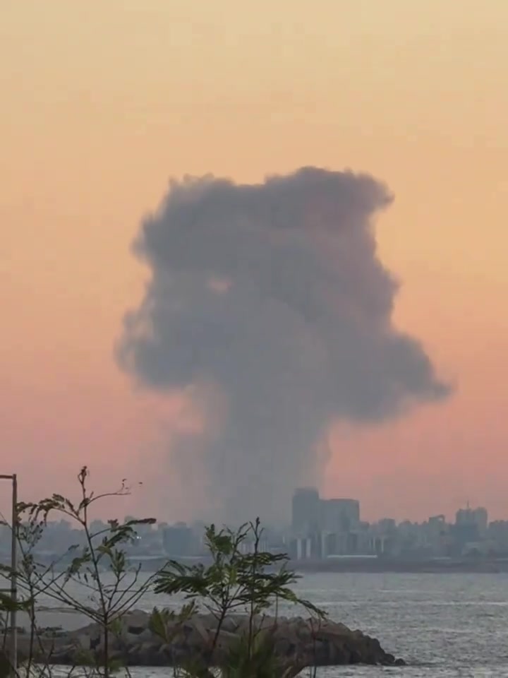 Smoke plume over Beirut from airstrike