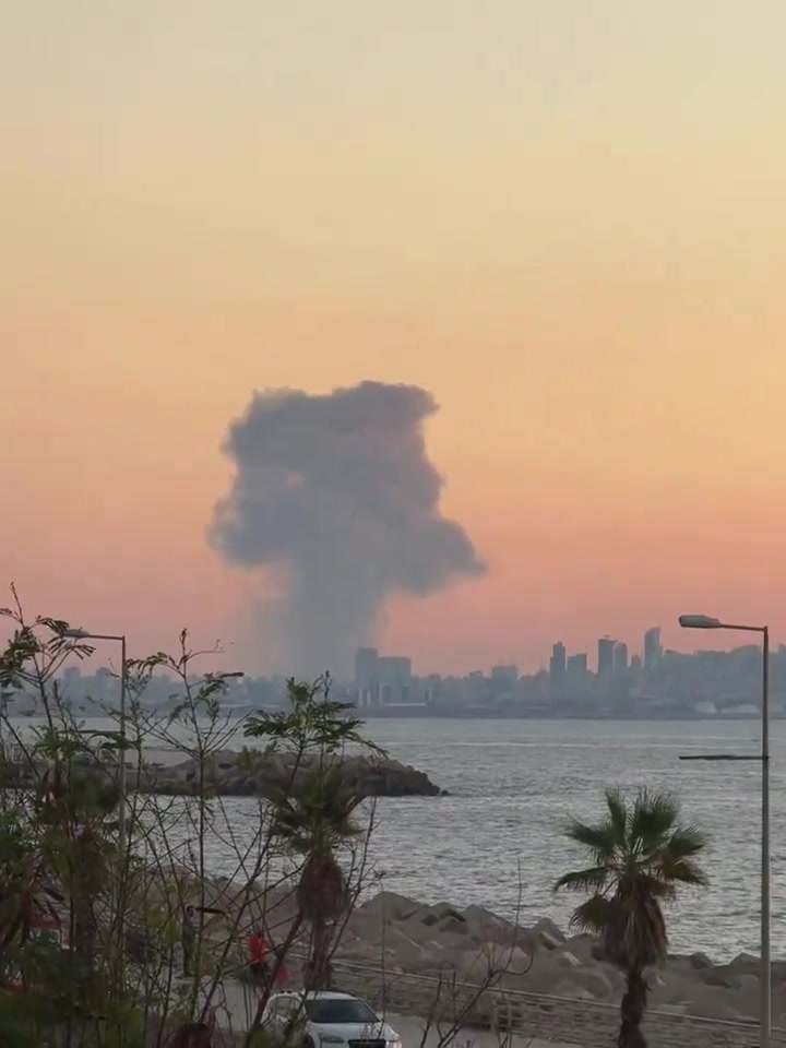 Smoke plume over Beirut from airstrike