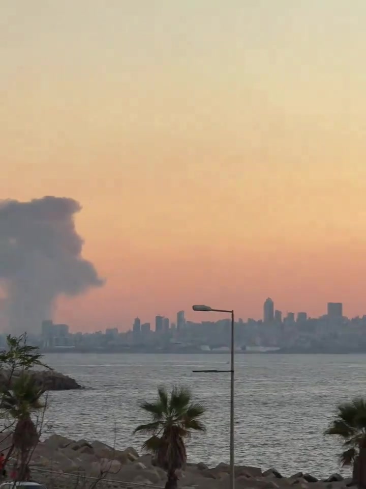 Smoke plume over Beirut from airstrike