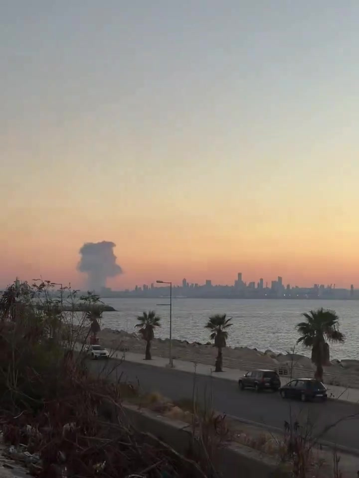 Smoke plume over Beirut from airstrike