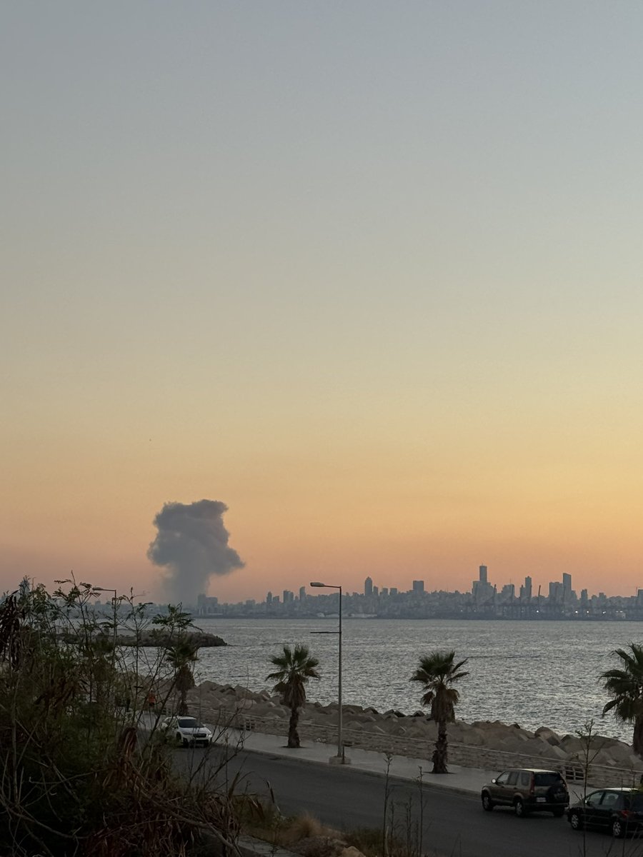 Smoke plume over Beirut from airstrike