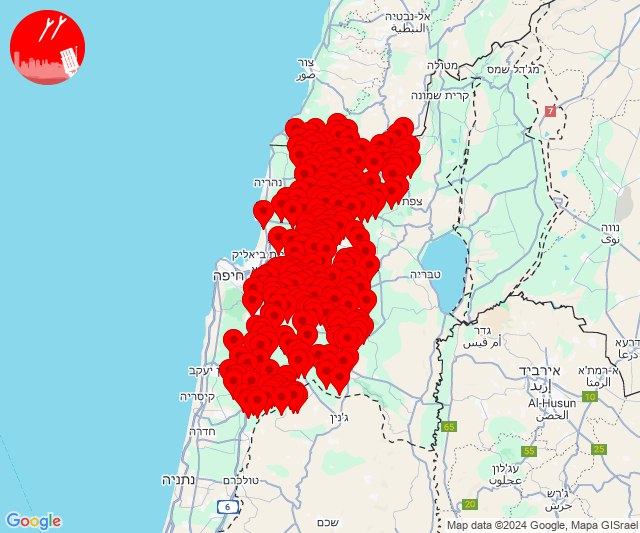 Massale raketaanval op het gebied van Haifa