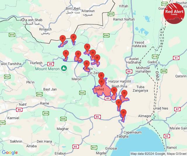 Rocket alert sirens in Tzfat and surrounding communities