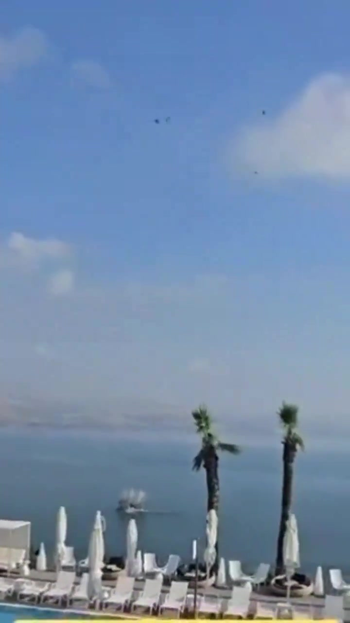 Footage shared on social media shows that at least one of the rockets landed in the Sea of Galilee