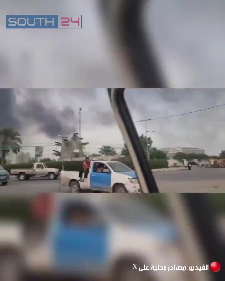 Scenes of smoke rising from the Houthi-controlled port of Hodeidah following an Israeli airstrike a short while ago