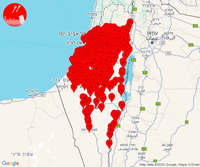 Alerts non-stop all across Israel in new waves