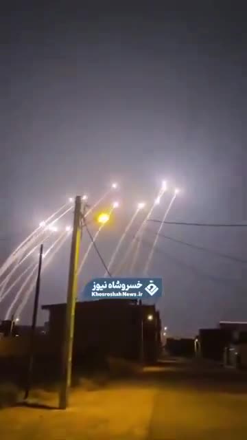 Reported footage showing the launch of multiple ballistic missiles from Iran earlier this evening