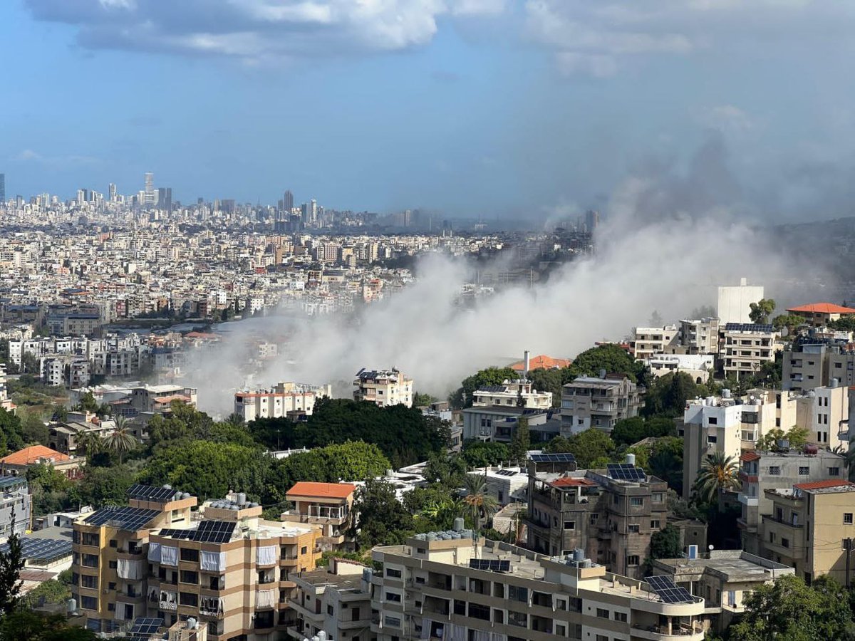 Smoke rising after Israeli raid at Choueifat