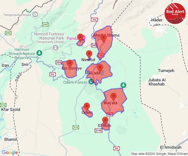 Sirenes de alerta de UAV em comunidades na parte norte do conselho regional de Golã