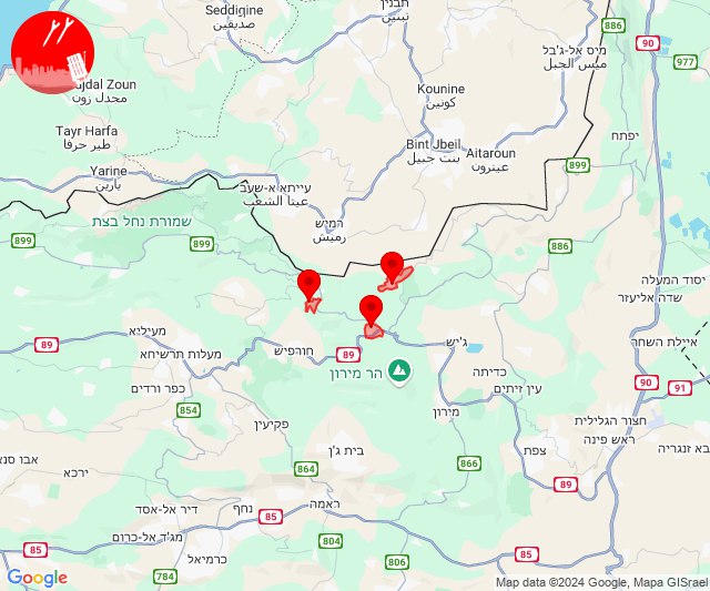 Bombardeos continuos de Hezbolá contra zonas de Dovev, Matat y Sasaa