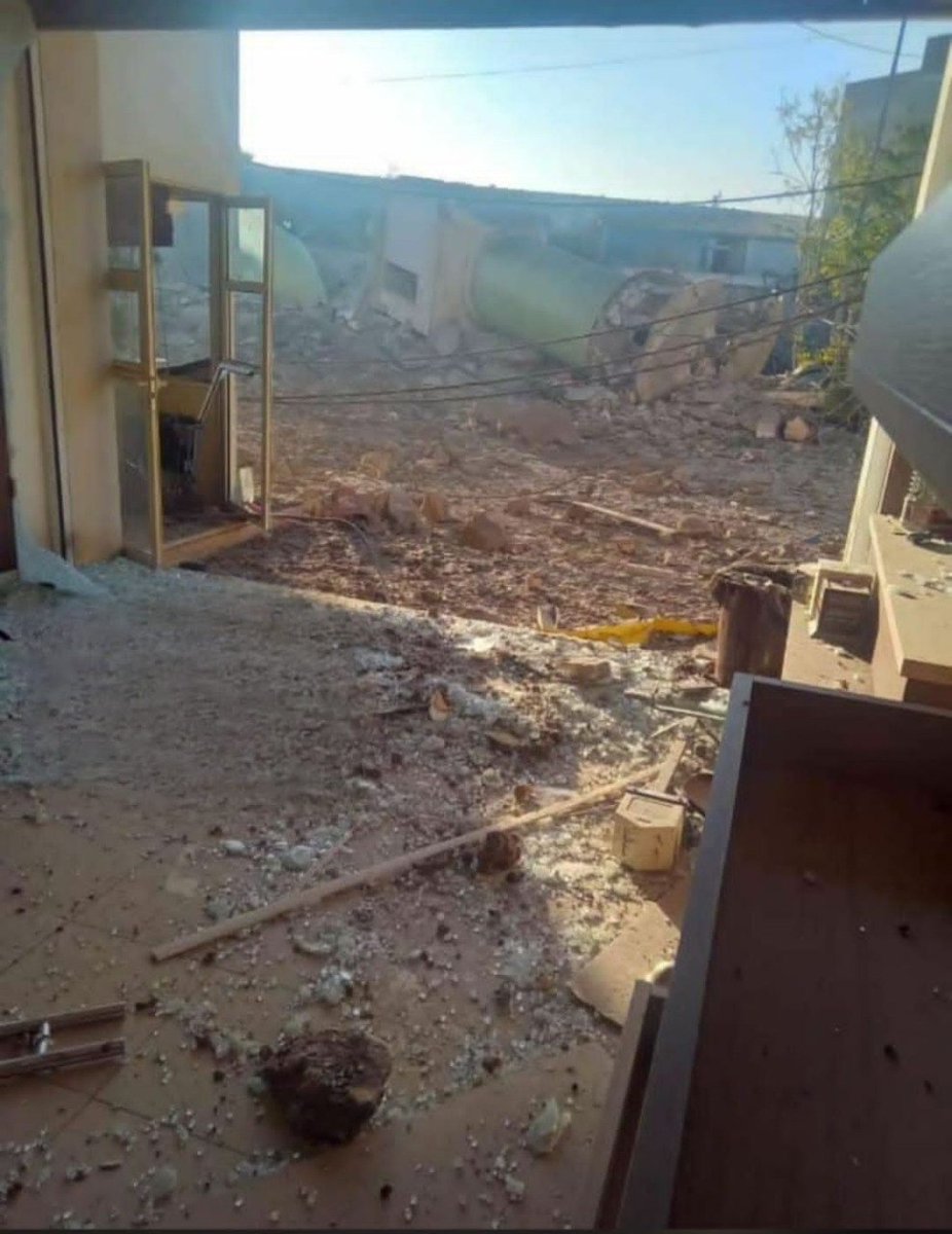 An Israeli raid targets a prayer hall adjacent to the Martyr Salah Ghandour Hospital in Bint Jbeil, southern Lebanon