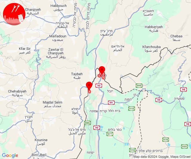 Bombardeamento intermitente nas áreas de Metula, Misgav Am e outras na fronteira libanesa durante todo o dia