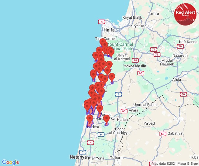 Se dispararon cohetes hacia zonas al sur de Haifa.