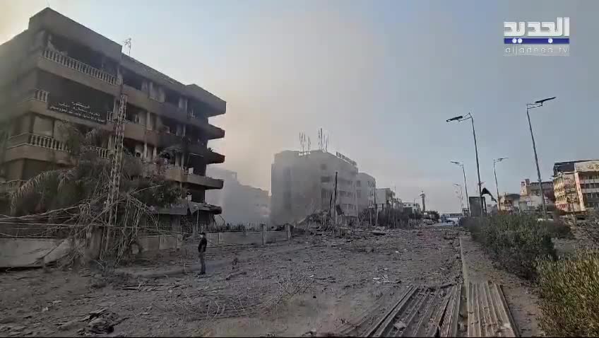 Massive destruction on the old airport road as a result of violent raids targeting the southern suburb at night. Photographed by Adnan Al-Hajj Ali.