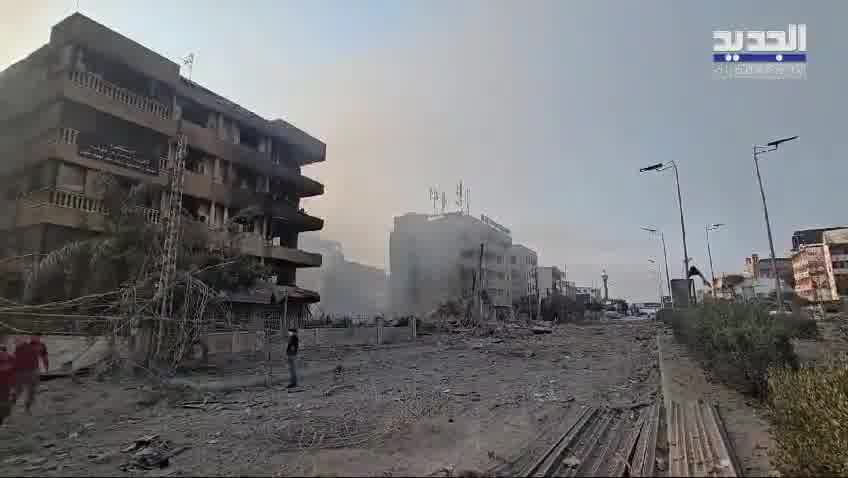 Massive destruction on the old airport road as a result of violent raids targeting the southern suburb at night. Photographed by Adnan Al-Hajj Ali.