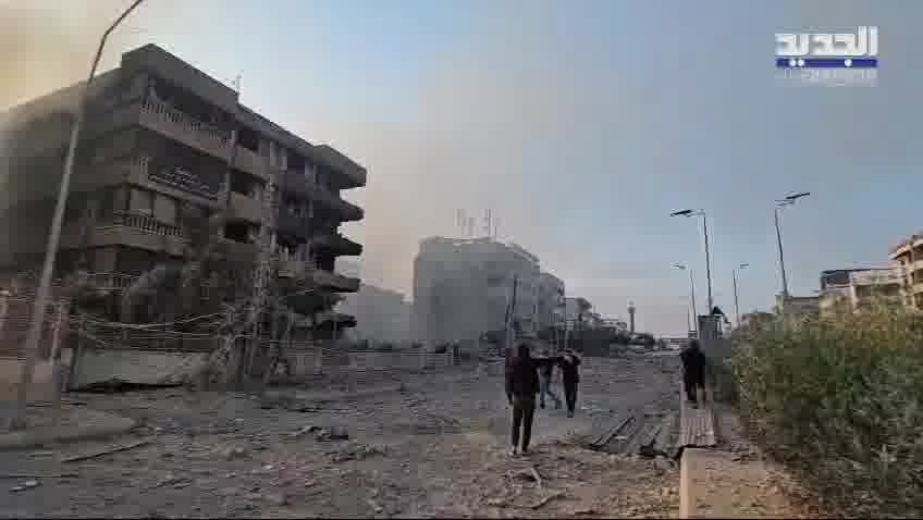 Massive destruction on the old airport road as a result of violent raids targeting the southern suburb at night. Photographed by Adnan Al-Hajj Ali.