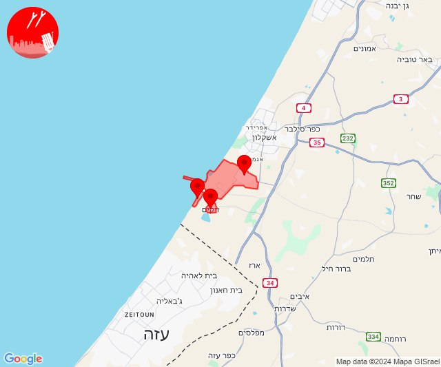 Rocket alerts in Zikim Beach area north to Gaza