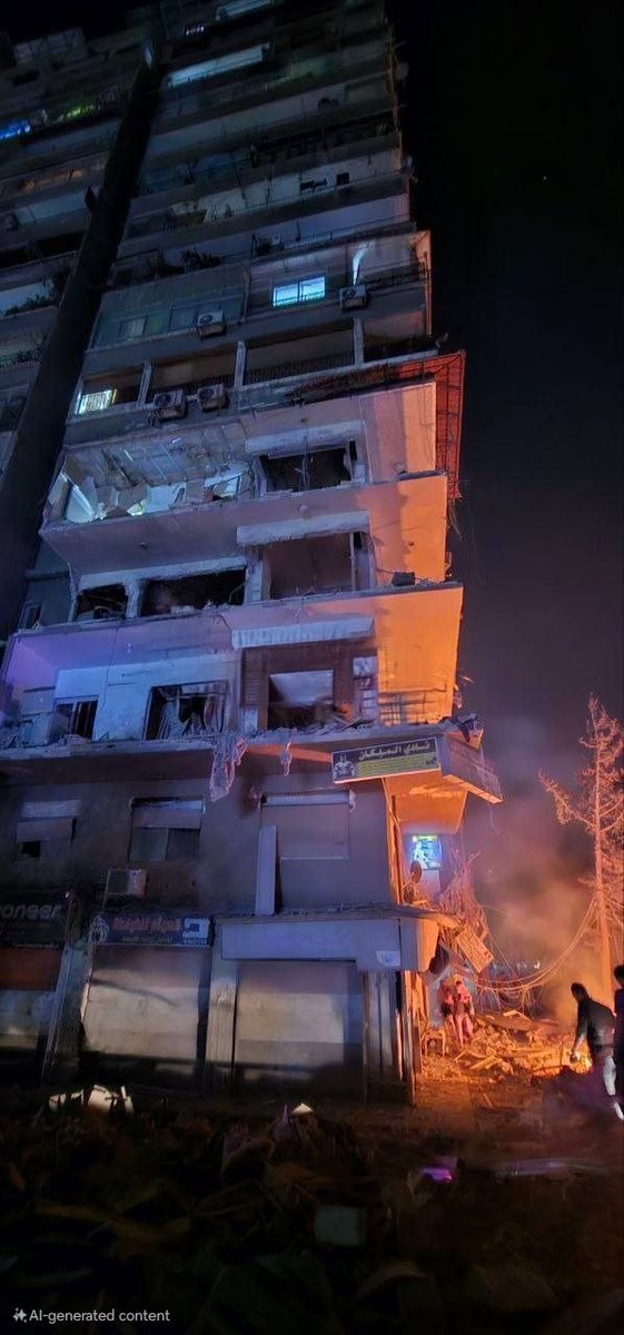 Offenbar wurde ein Stockwerk eines Wohnhauses im Viertel al-Mezzah in Damaskus getroffen. Dies könnte ein gezielter Anschlag der Israelis auf jemanden sein.