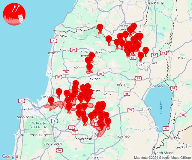 Massive rockets barrages towards Safed, Karmiel, east to Haida