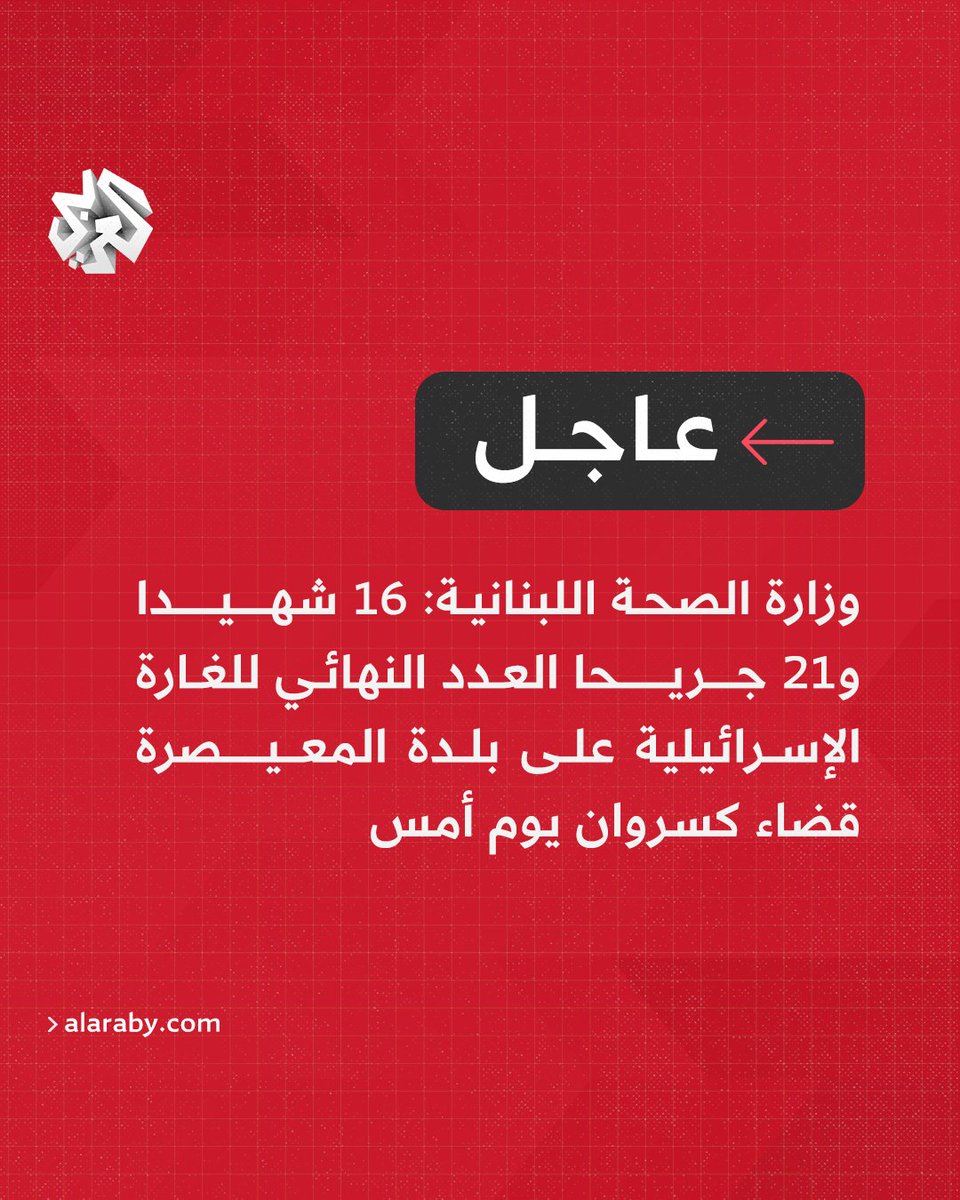 Lebanese Ministry of Health: 16 dead and 21 wounded is the final toll of the Israeli raid on the town of Maaysra, Keserwan District, yesterday