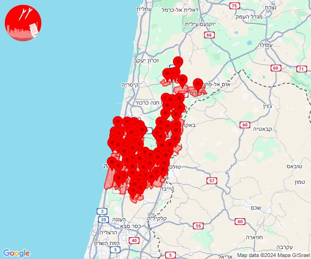 Enorme raketwaarschuwingen in het gebied van Netanya