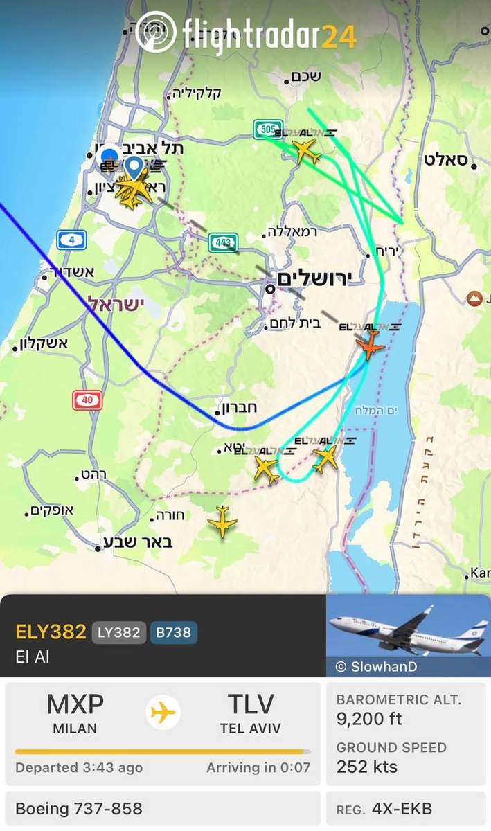 An El Al plane that was about to land in Tel Aviv turned around due to the shooting all the way to the Dead Sea