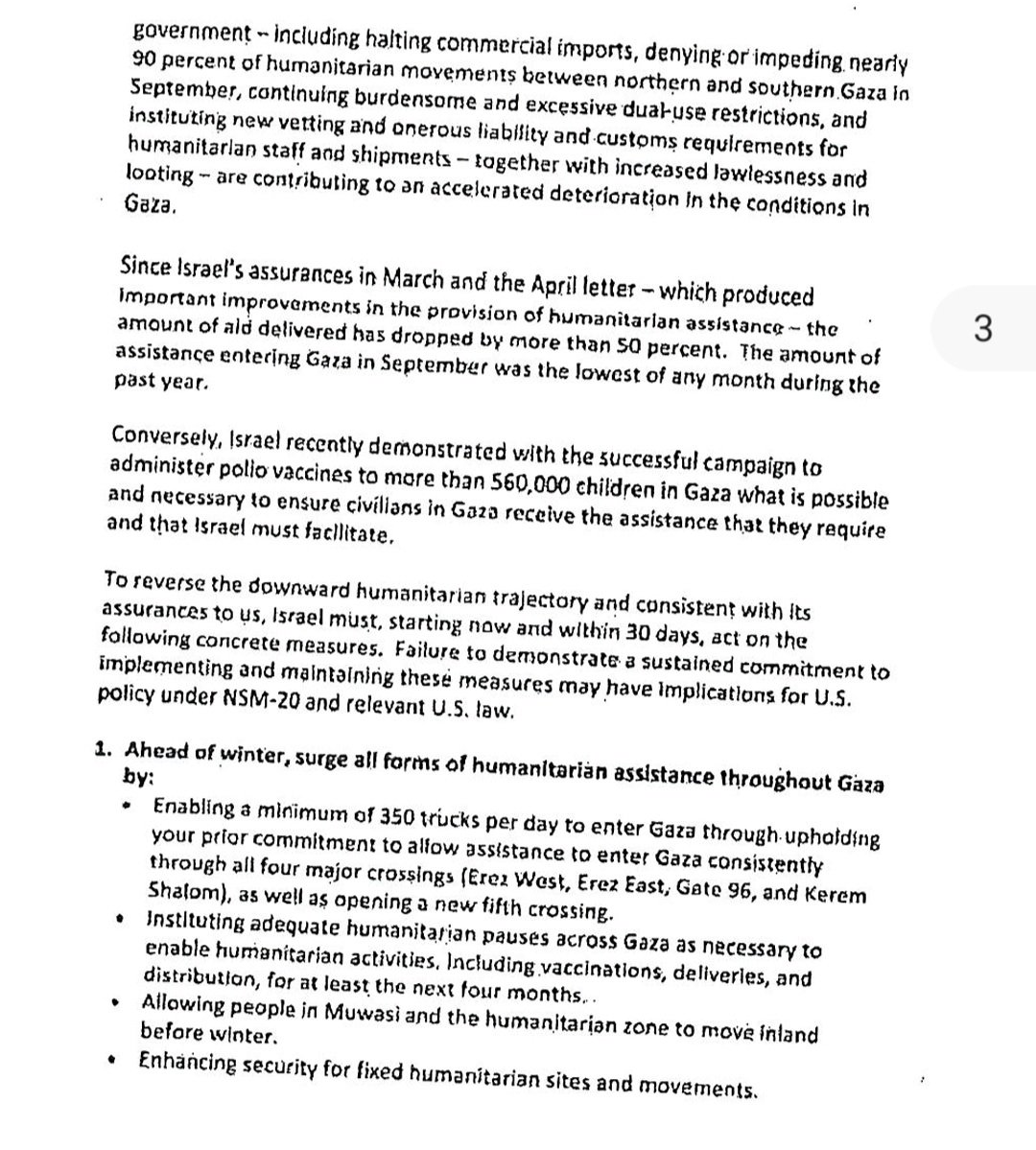 Secretary of State Blinken and Secretary of Defense Austin sent a letter on Monday to Israel demanding it takes steps within 30 days to improve the humanitarian situation in Gaza in order to avoid consequences in U.S. law for U.S. milirary aid to Israel