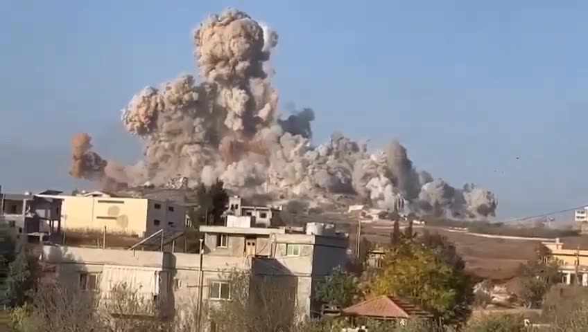 Moment when the large underground base and command center of the Hezbollah was destroyed in Israeli army controlled Mhaibib