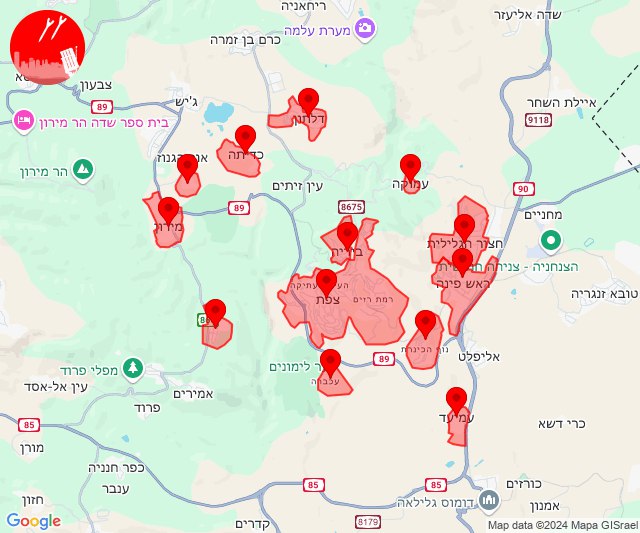 Raketen wurden auf Safed abgefeuert