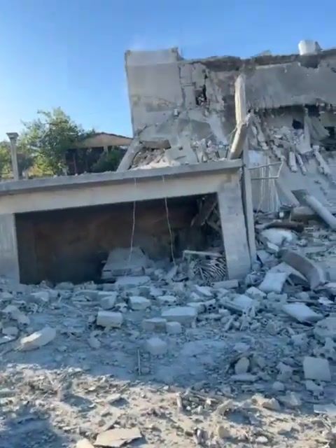 Aftermath of Israeli airstrikes on a residential building in the village of Deir Aames, southern Lebanon.