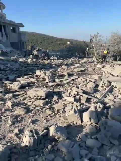 Aftermath of Israeli airstrikes on a residential building in the village of Deir Aames, southern Lebanon.