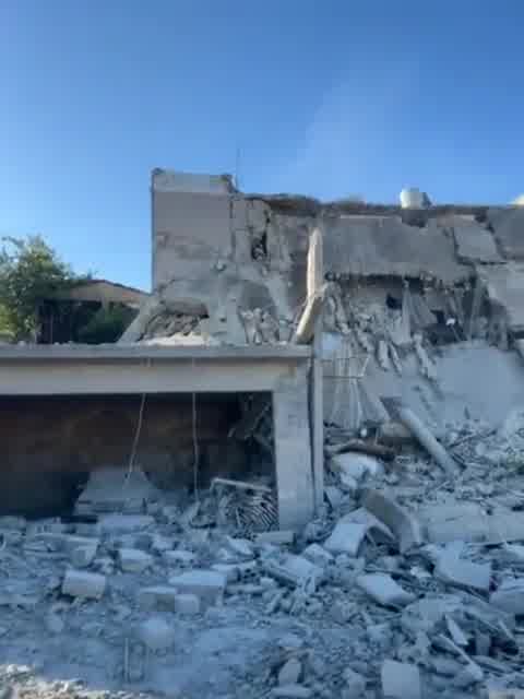 Aftermath of Israeli airstrikes on a residential building in the village of Deir Aames, southern Lebanon.