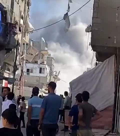 Israeli bombing of Al-Bureij camp in central Gaza Strip.