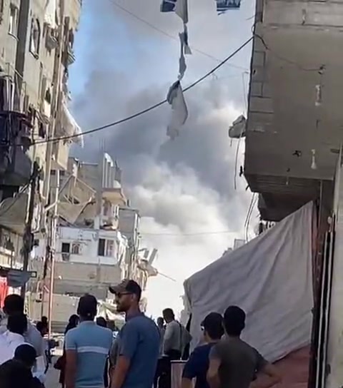 Israeli bombing of Al-Bureij camp in central Gaza Strip.