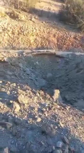 The second hole between the Lebanese-Syrian borders at the Masnaa point, which was caused by the raid yesterday morning.