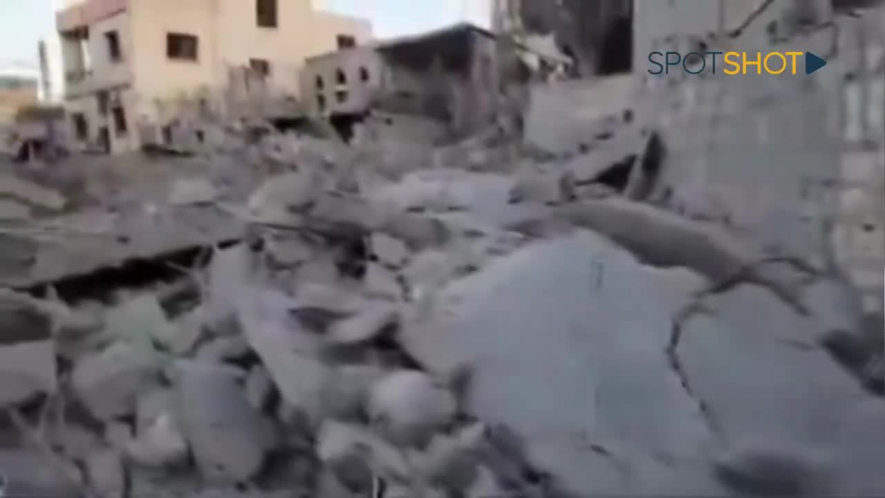 Destruction after the Israeli raid that targeted the town of Harouf at night