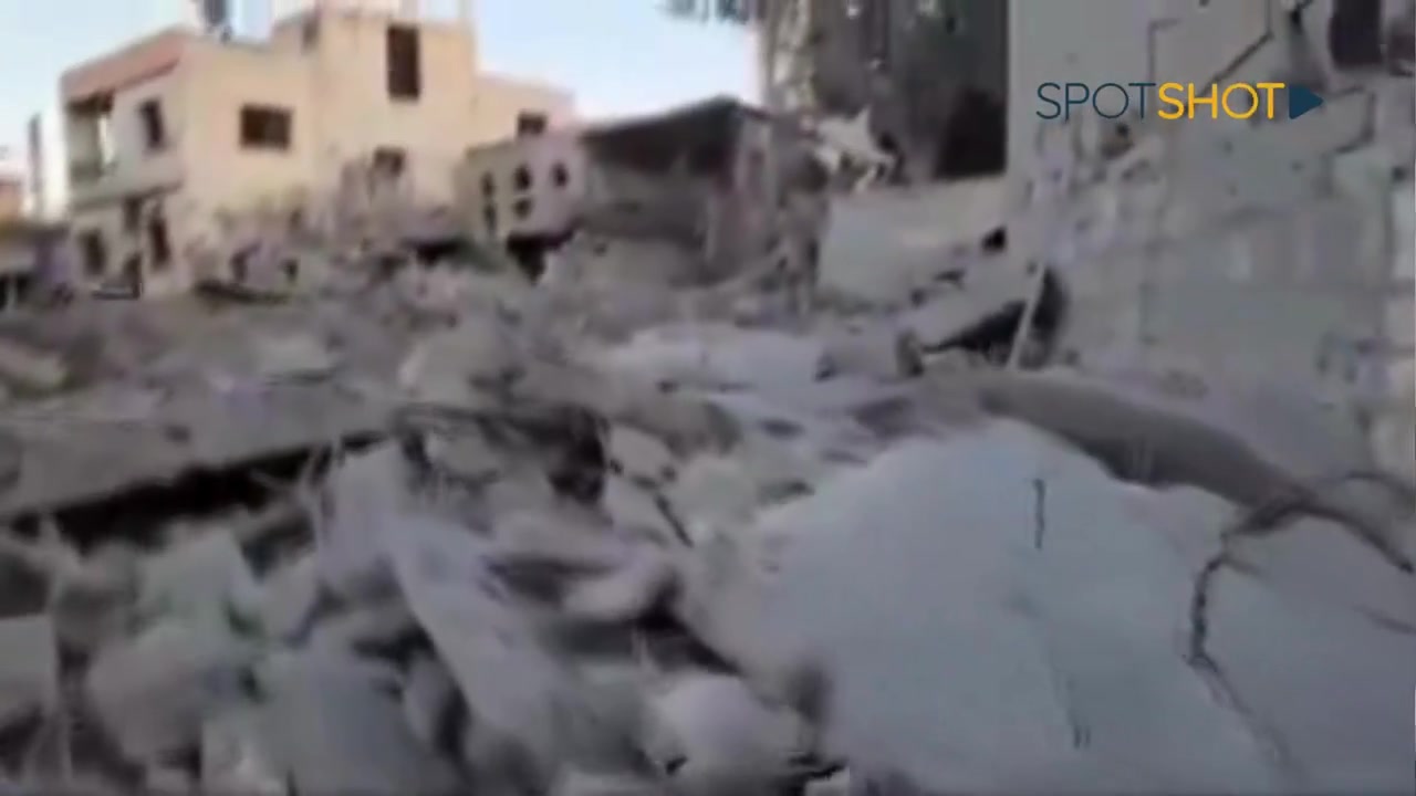 Destruction after the Israeli raid that targeted the town of Harouf at night