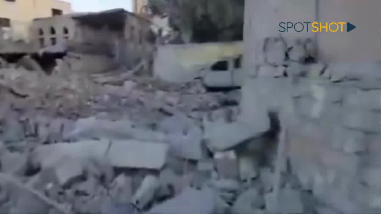 Destruction after the Israeli raid that targeted the town of Harouf at night