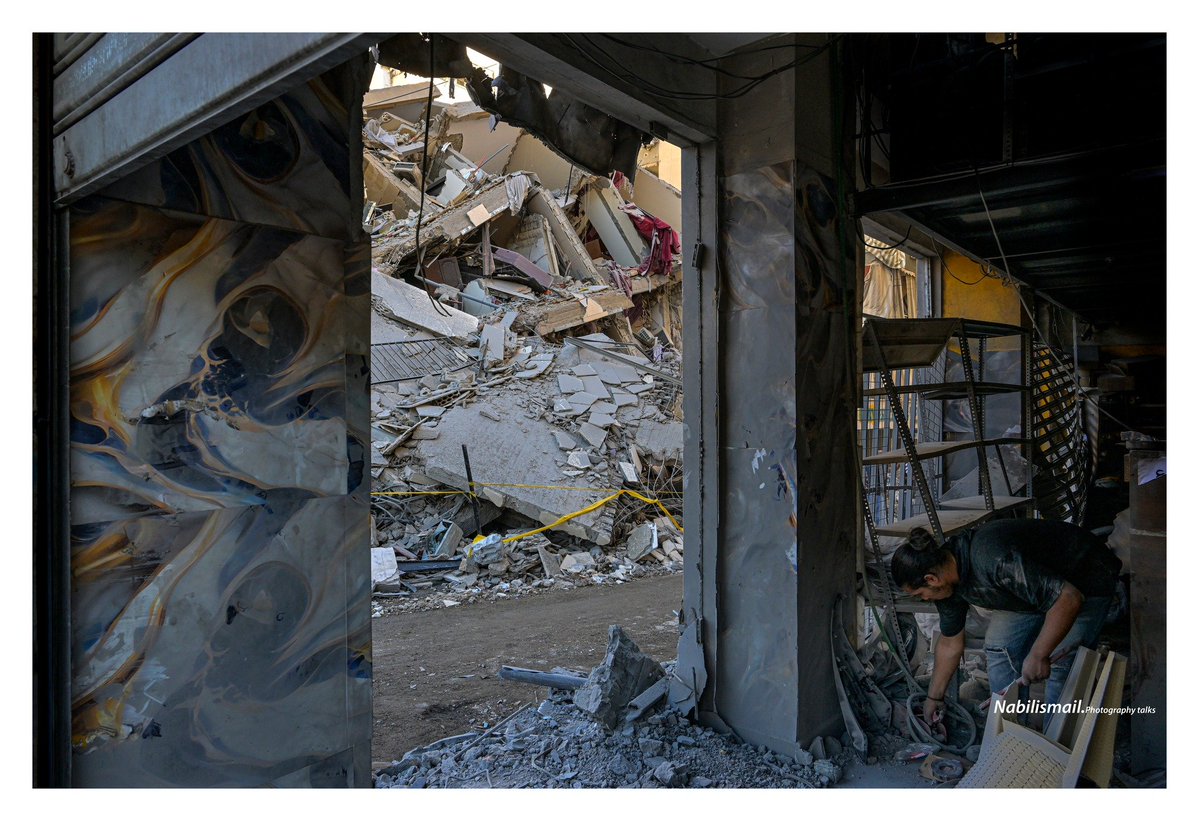 Scenes of destruction in the offices of Al-Qard Al-Hassan in the Al-Shiyah area, which was subjected to a violent Israeli raid two days ago. Lebanon