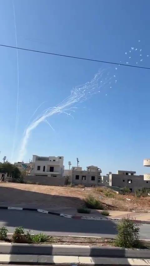 Footage posted to social media shows numerous Iron Dome interceptor missile launches over the Galilee, amid a Hezbollah rocket barrage from Lebanon