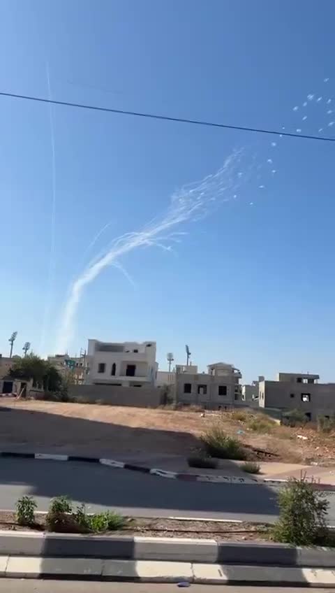 Footage posted to social media shows numerous Iron Dome interceptor missile launches over the Galilee, amid a Hezbollah rocket barrage from Lebanon