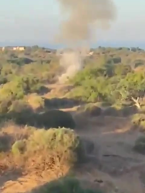 An explosive-laden drone impacted an open area in Ashkelon a short while ago, the Israeli army says and footage shows. The military does not yet detail where the drone was launched from. There are no reports of injuries