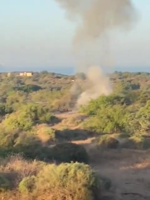 An explosive-laden drone impacted an open area in Ashkelon a short while ago, the Israeli army says and footage shows. The military does not yet detail where the drone was launched from. There are no reports of injuries