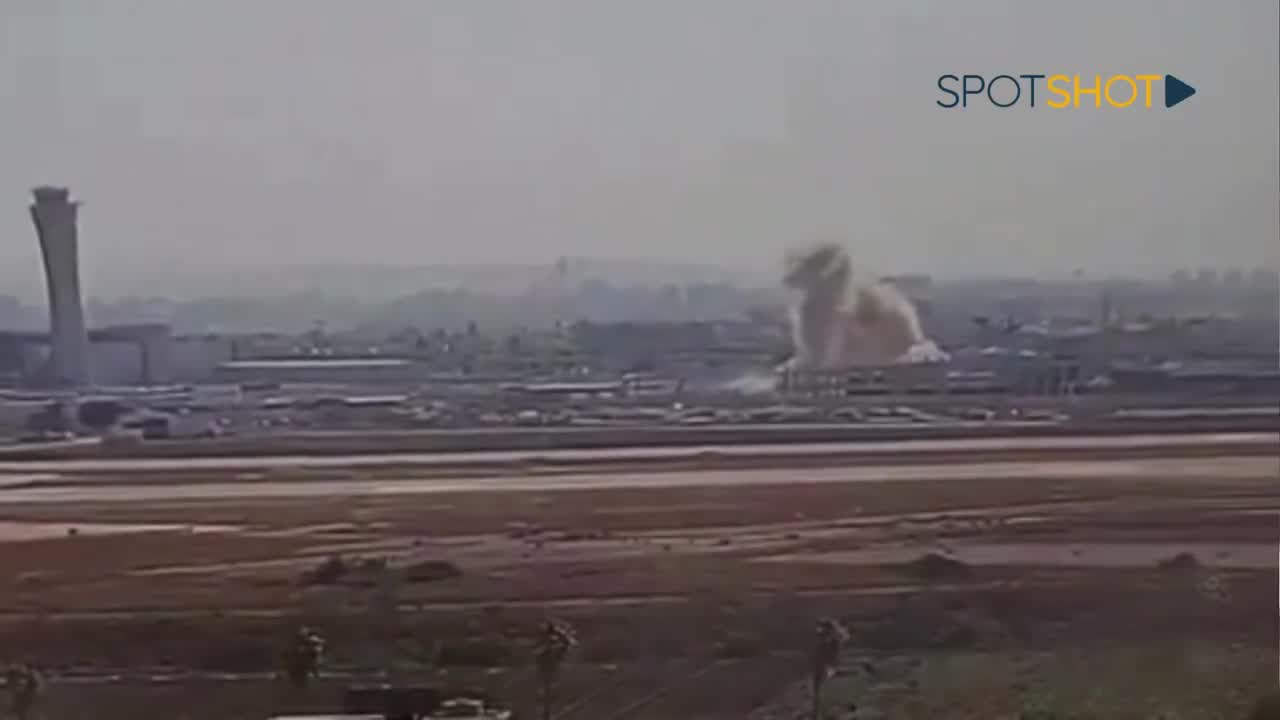 The moment the rocket fell inside Ben Gurion Airport in Tel Aviv