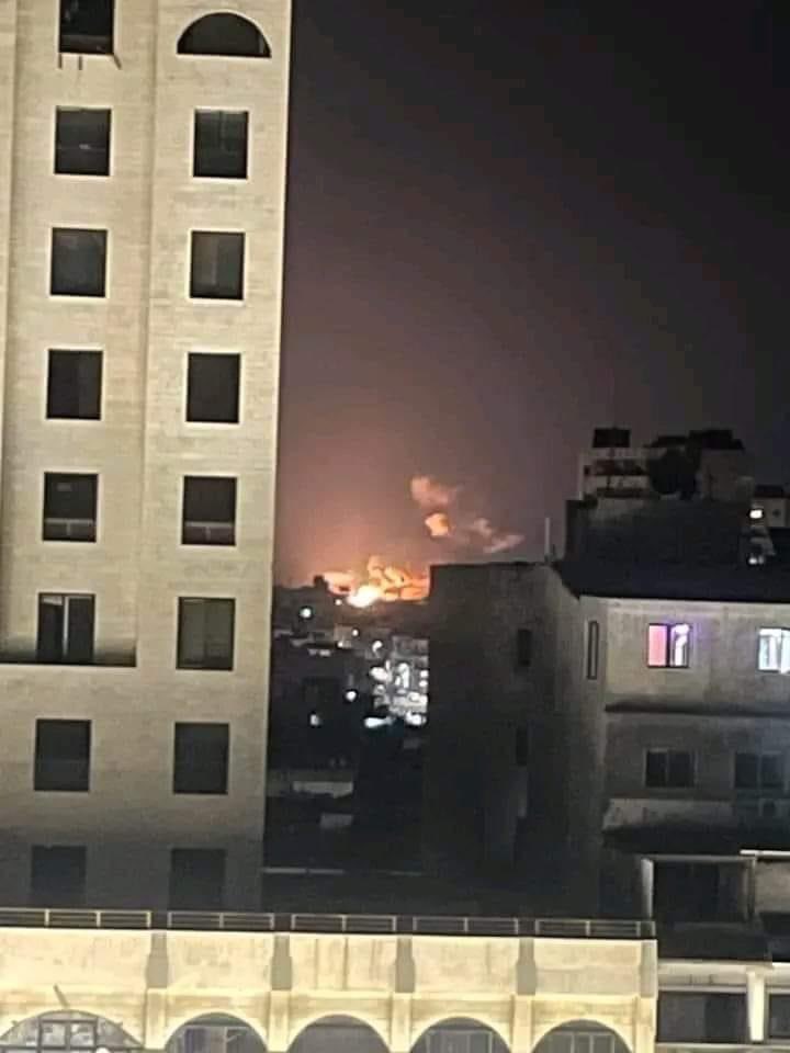 Israeli air strikes target Hezbollah militia sites in the Umm Harateen area west of Homs and the Al-Aminah area north of Homs