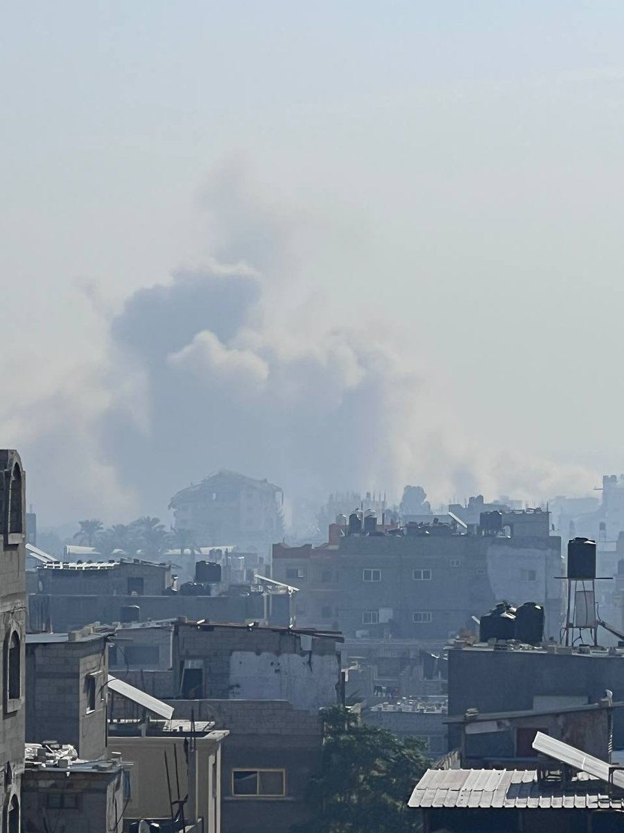 A violent airstrike on the north of Al-Bureij camp in the central Gaza Strip, a short while ago