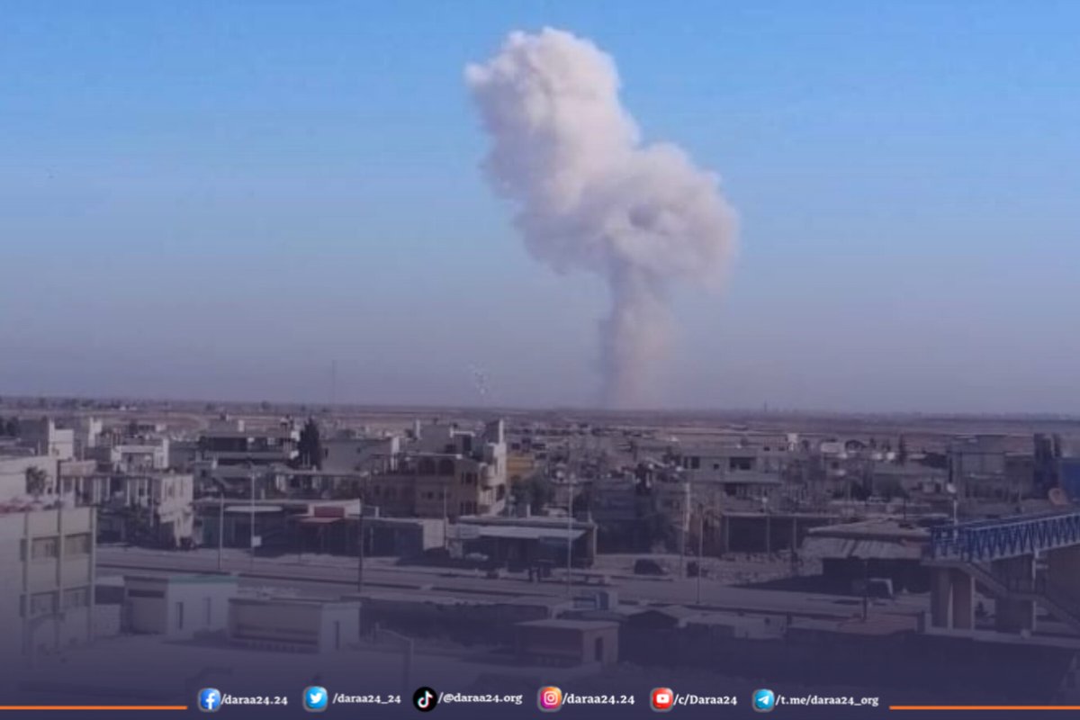 Israeli raids on military warehouses in the vicinity of the town of Muhajja in the northern countryside of Daraa. Daraa