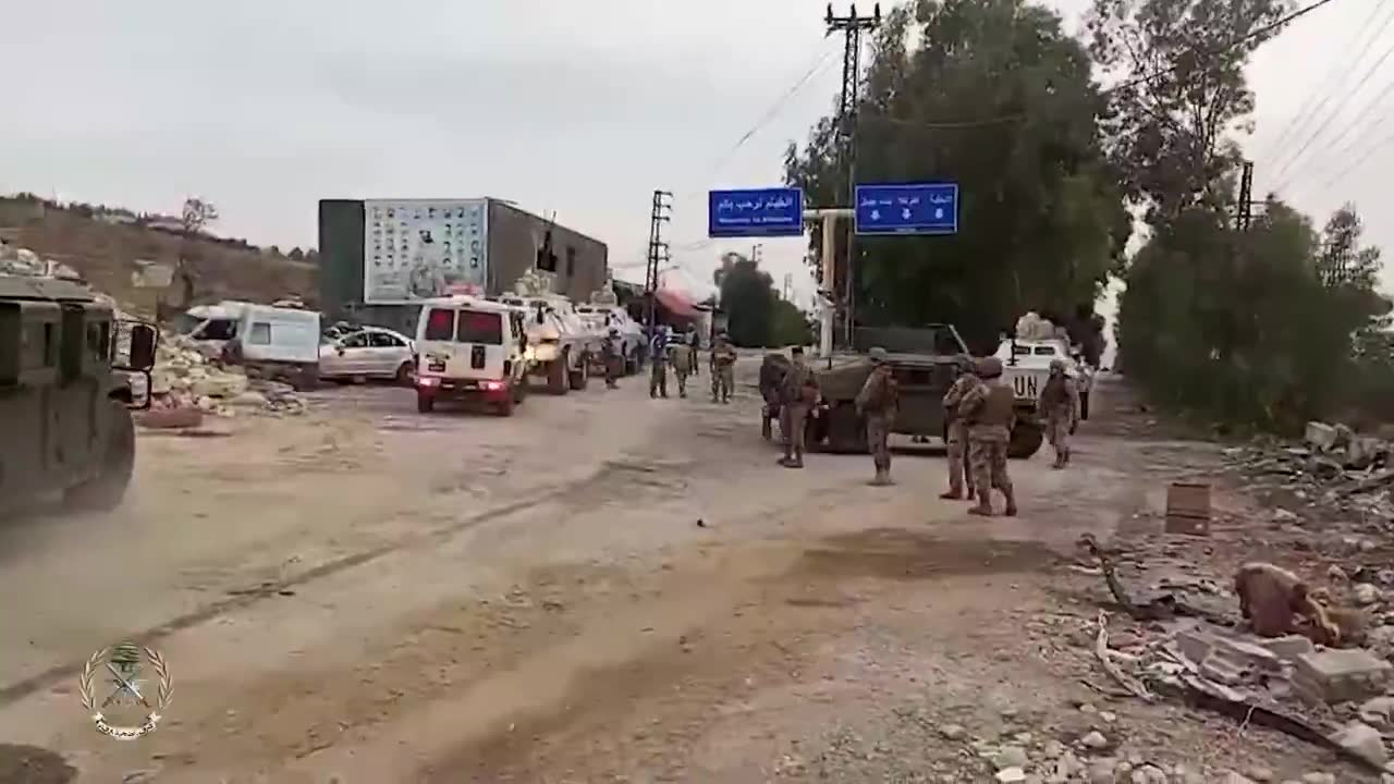 Lebanese and UNIFIL forces deployed in the town of El-Khiam in southern Lebanon today, as the Israeli army announced it concluded its mission in the village per ceasefire. The Israeli army remains deployed in southern Lebanon and will operate against any threat, the Israeli army said