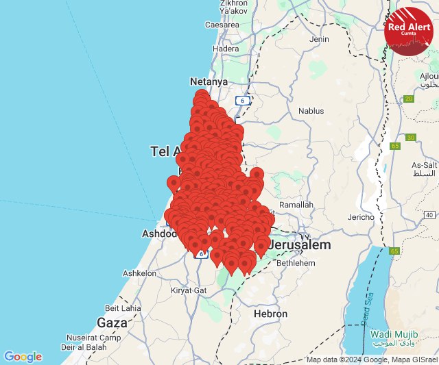 Houthi ballastic missile launch detected targeting a large swath of central Israel. Alarms triggered in multiple areas