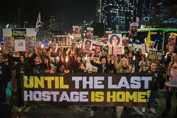 Protesters demonstrate in Tel Aviv for hostages' release